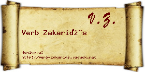 Verb Zakariás névjegykártya